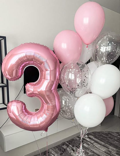 9 Balloon Numbers Birthday Decorations, 40In Pink Balloons - Image 4