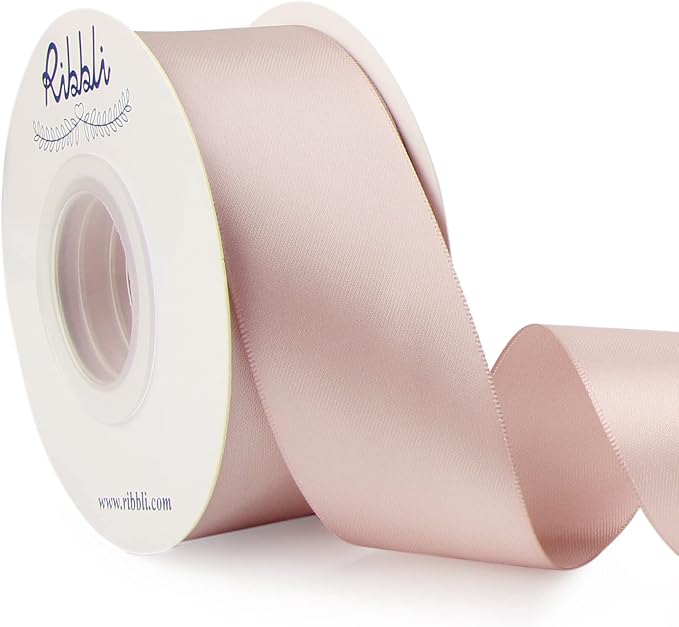 Ribbli Vanilla Double Faced Satin Ribbon, 1-1/2” x Continuous 25 Yards by Ribbli