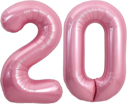 TONIFUL 40 Inch Pink Number 20 Balloon Large Foil 20th Birthday Decorations | by TONIFUL