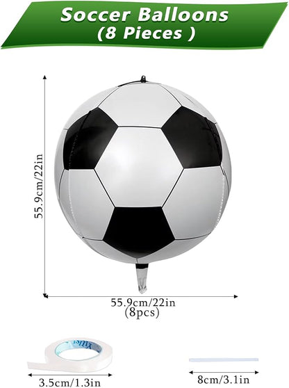 8 Pcs Soccer Foil Balloons 22 Inch 4D Soccer Ball Balloons Large Realistic - Image 2