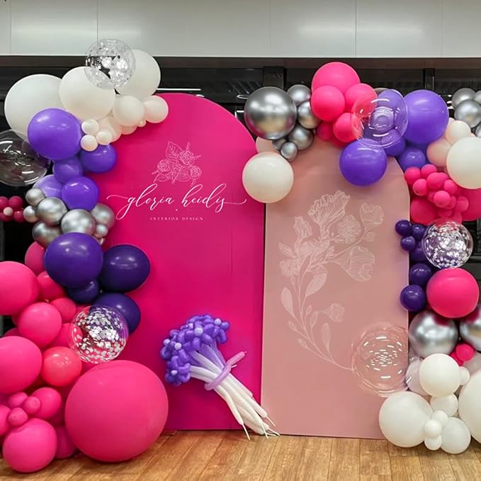 MEBAY Hot Pink Purple Silver Baloon Garland Arch Kit - Image 4