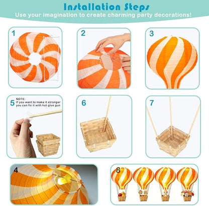 Palmhill 8 Sets 11.8" Hot Air Balloon Decorations Lanterns - Image 3