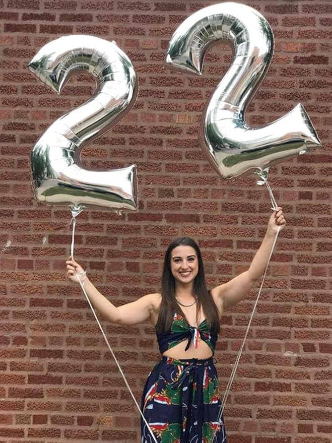7 Balloon Numbers Birthday Decorations, 40In Silver Balloons - Image 4