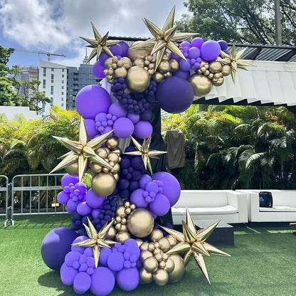 Purple and Gold Balloon Arch Kit, Different Size Balloons - Image 6