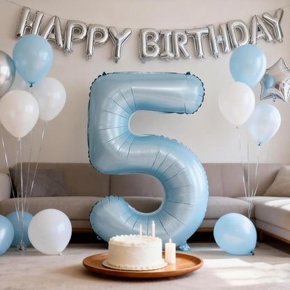 40 In Matte Blue Number Balloons Helium Foil Mylar Balloon Party Digital 33 | - Image 5