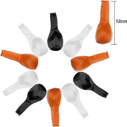 TecUnite 100 Pcs Halloween Balloons Orange Black White Set Decor, 13 Inch | - Image 7