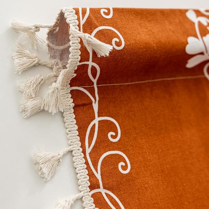 F-CHU Terracotta Curtains for Bohemian 90 Inch Length French Country Floral - Image 6