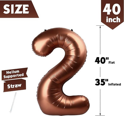 40 Inch Brown Number 2 Balloon Birthday Party Decorations - Image 5