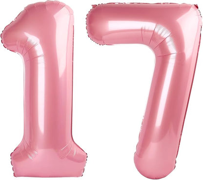 Number Balloons 17 Balloon Pink by Enyeopd