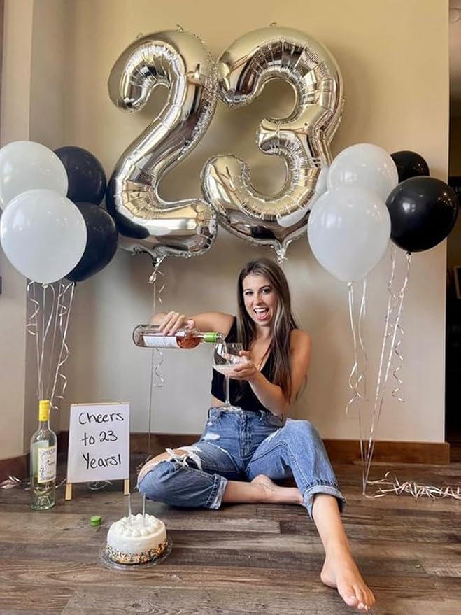 Large Number Balloons 40 Inch Silver 6 Balloon - Image 6