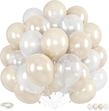 Pearl White Balloons, 12 Inch Double Stuffed Pearl Balloons by KAINSY