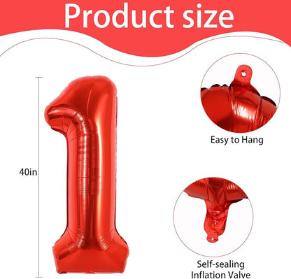 40 Inch Red Foil Number 1 Balloon - Image 3
