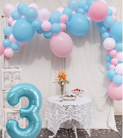 TONIFUL 40 Inch Light Blue Large Numbers 0-9, Number 3 Digital 3 Helium Balloons - Image 5