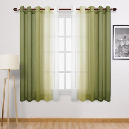 DWCN Ombre Faux Linen Sheer Curtains by DWCN