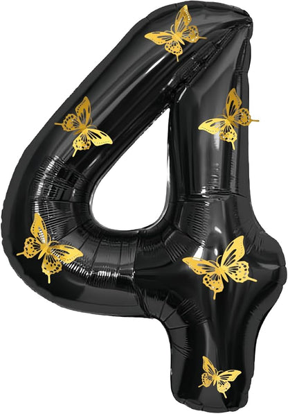40 Inch Black Number 4 Balloon by GLASNES