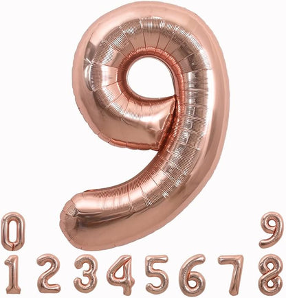 TONIFUL 40 Inch Rose Gold Large Numbers Balloons 0-9, Number 9 Digital 9 Helium by TONIFUL