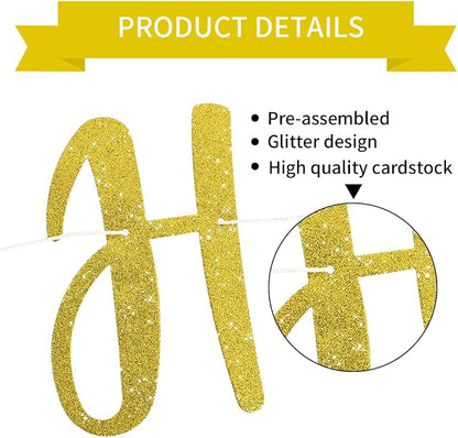 BEISHIDA Pre-Strung Glitter Gold Happy Retirement Banner Party Decoration | NO - Image 3
