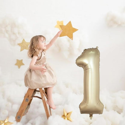40 Inch Gold Number 1 Balloon for 1st Birthday Decoration, Metallic Light Gold - Image 4