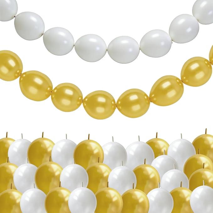White and Gold Quick Link Balloons - Image 8
