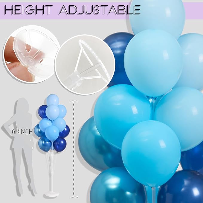 Balloon Sticks with Base for Floor&Table, Metallic Pearl Baby Blue Balloon - Image 4
