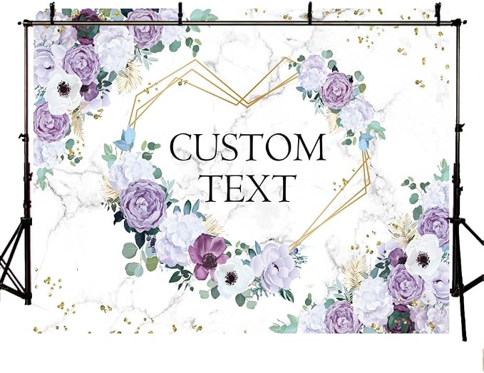 AIBIIN 8x6ft Custom Mr and Mrs Violet Wedding Backdrop - Image 3