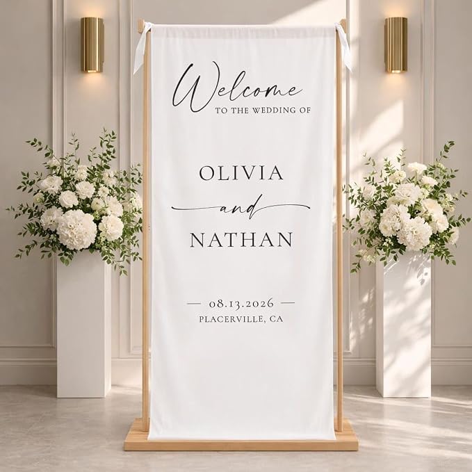 Personalized Fabric Wedding Welcome Sign, Linen Wedding Welcome Sign Cotton - Image 2