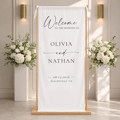 Personalized Fabric Wedding Welcome Sign, Linen Wedding Welcome Sign Cotton - Image 2