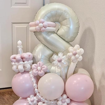 40 inch Cream White Number Balloon Giant Foil Helium Balloons Beige Number 9 - Image 5