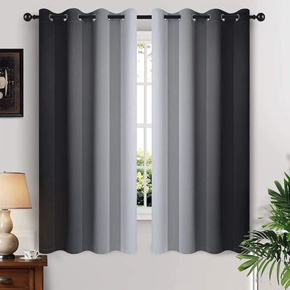 Yakamok Ombre Curtains Black and Greyish White by Yakamok