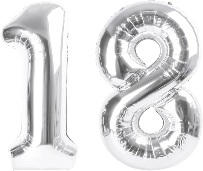 Number Balloons 18 Balloon 40 inch Silver by Enyeopd