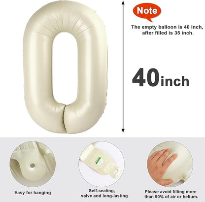 0 Balloon Number 40 Inch Cream Balloons - Image 5