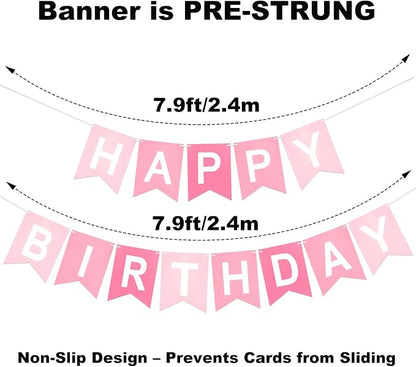 Pre-Strung Pink Happy Birthday Banner - Image 3