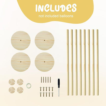 4 Sets Balloon Stands for Table, Wooden Balloon Stand - Image 3