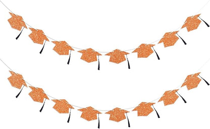 Graduation Decorations Class of 2026 Orange Graduation Cap Banner by Blopee