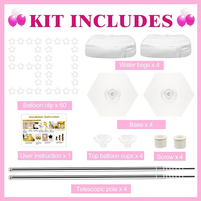4 Set Heavy-Duty Balloon Column Stand Kit - Image 2