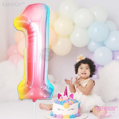 KatchOn Number One Balloon for First Birthday 40 Inch | Rainbow Number 1 - Image 3