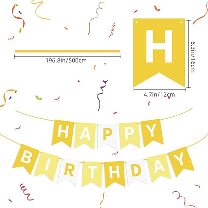 Hooqict Happy Birthday Banner Yellow Birthday Decorations - Image 2