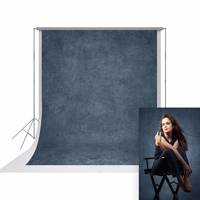 UrcTepics 8×10 ft Denim Blue Fabric Photo Backdrops, Classic Abstract Texture by UrcTepics