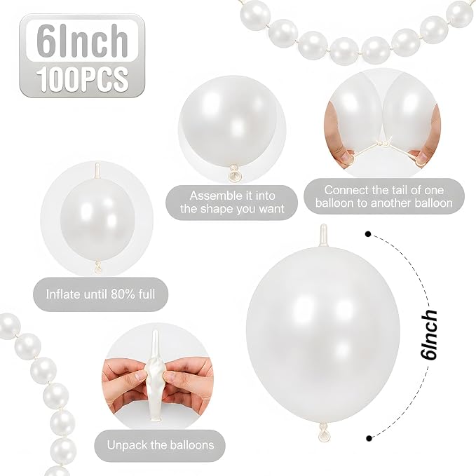 Pearl White Linking Balloons - Image 2