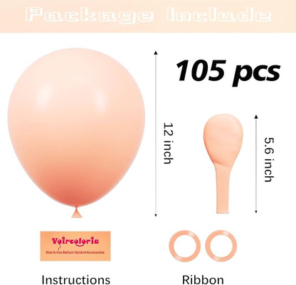 Voircoloria 105pcs Pastel Orange Party Latex Balloons, 12inch | - Image 2