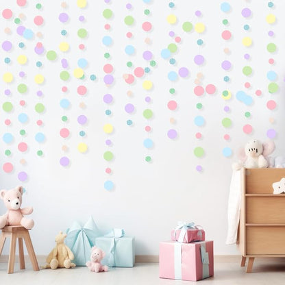 Outus 5 Pieces Colorful Circle Garland Banner Hanging Paper Dot Decorations - Image 4