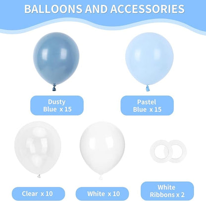 RUBFAC Dusty Blue and White Balloons, Party Balloons - Image 2