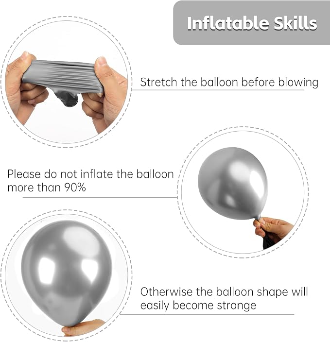 RUBFAC Silver Balloons Different Sizes 129pcs Metallic Balloon Arch Kit | - Image 3