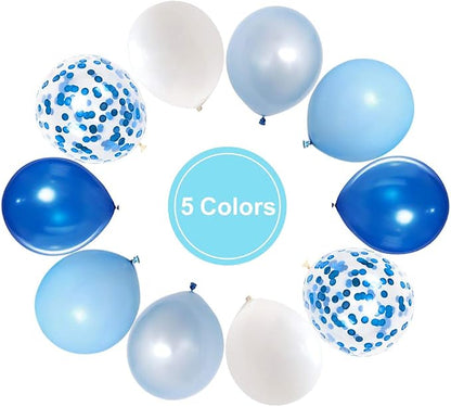 Royal Blue Confetti Latex Balloons - Image 2