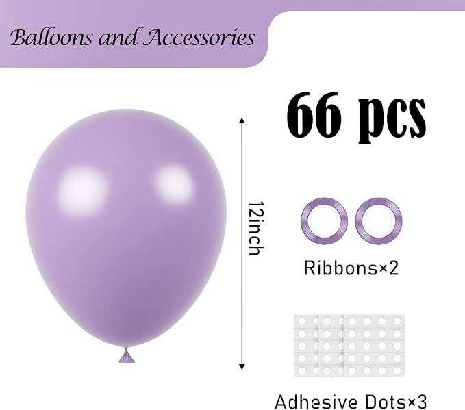 Voircoloria 66pcs Lilac Purple Faded Purple Latex Party Balloons, 12inch | - Image 2