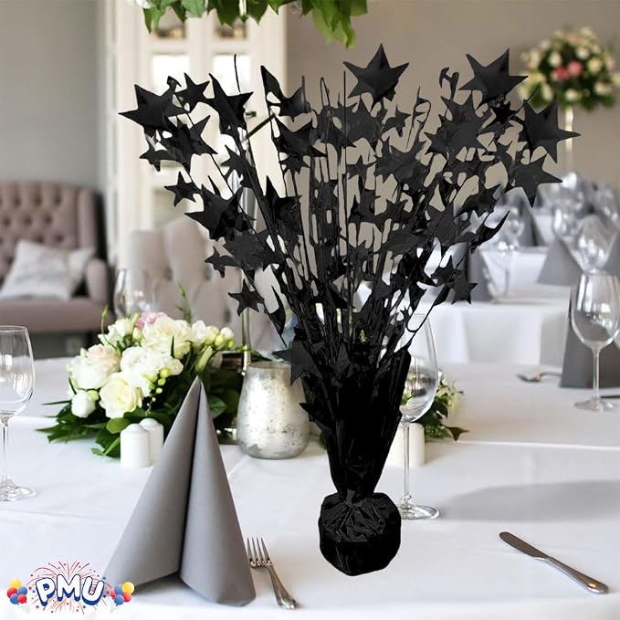 PMU Bursting Star Metallic Foil Spray Centerpiece- Metallic Black Balloon - Image 4