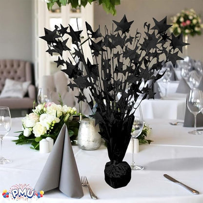 PMU 3 Pack Bursting Star Metallic Foil Spray Centerpiece- Metallic Black - Image 4