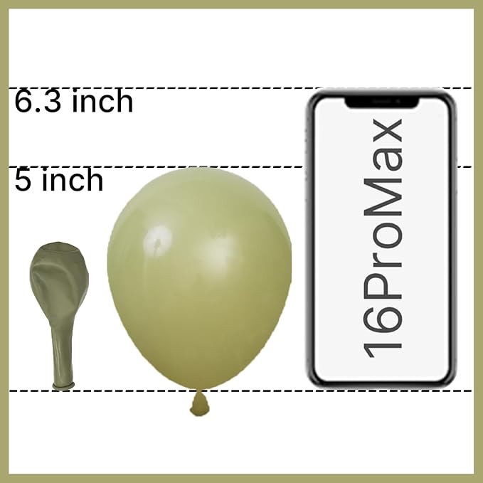 PartyWoo Sage Balloons 50pcs Small Mini Matte Boho Olive Balloons 5 Inch | - Image 2