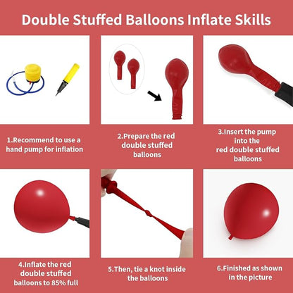 Double Stuffed Red Balloons Different Size 115Pcs 5/10/12/18 Inch Rudy Red - Image 3