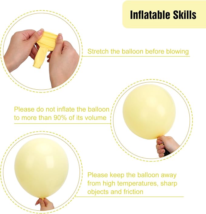 RUBFAC Pastel Yellow Balloons Different Sizes Light Yellow Balloon 154pcs | - Image 4